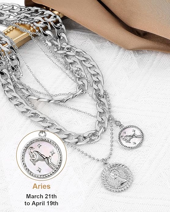 MJartoria Layered Necklaces for Women Trendy Retro Coin Pendant Necklace Dainty Chunky Chain Choker Necklaces for Jewelry Birthday Gifts