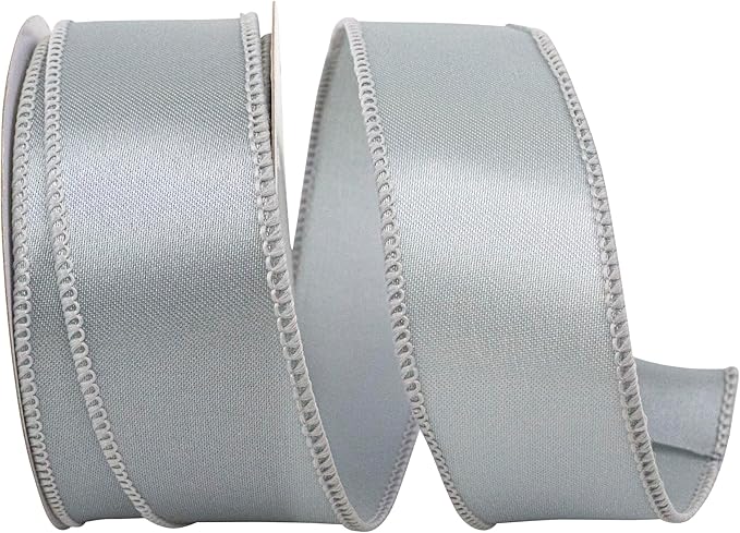 Reliant Ribbon 92575W-070-09F Satin Value Wired Edge Ribbon, 1-1/2 Inch X 10 Yards, Silver