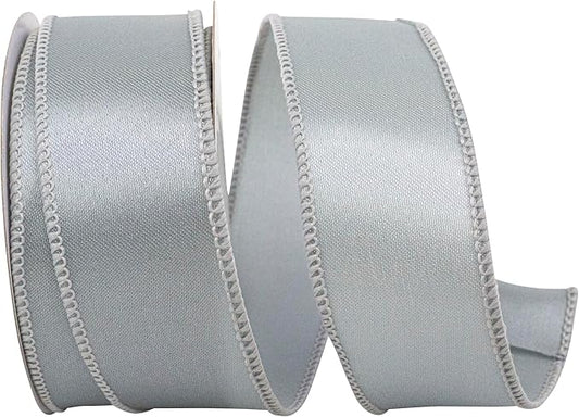 Reliant Ribbon 92575W-070-09F Satin Value Wired Edge Ribbon, 1-1/2 Inch X 10 Yards, Silver