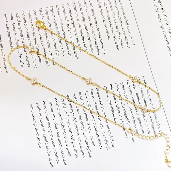 Zeffy Diamond Necklaces for Women, Dainty Gold Necklace 18k Gold Plated Layered Necklaces Simple Gold CZ Diamond Pendant Necklaces for Women Trendy Jewelry Gifts for Girls