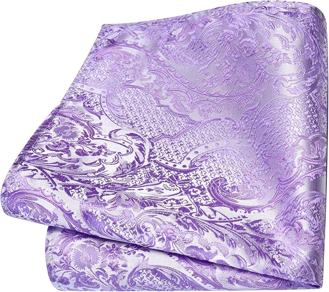 GUSLESON 8cm Paisley Tie Set for Men Necktie Lapel Pin Pocket Square Cufflinks Set for Men
