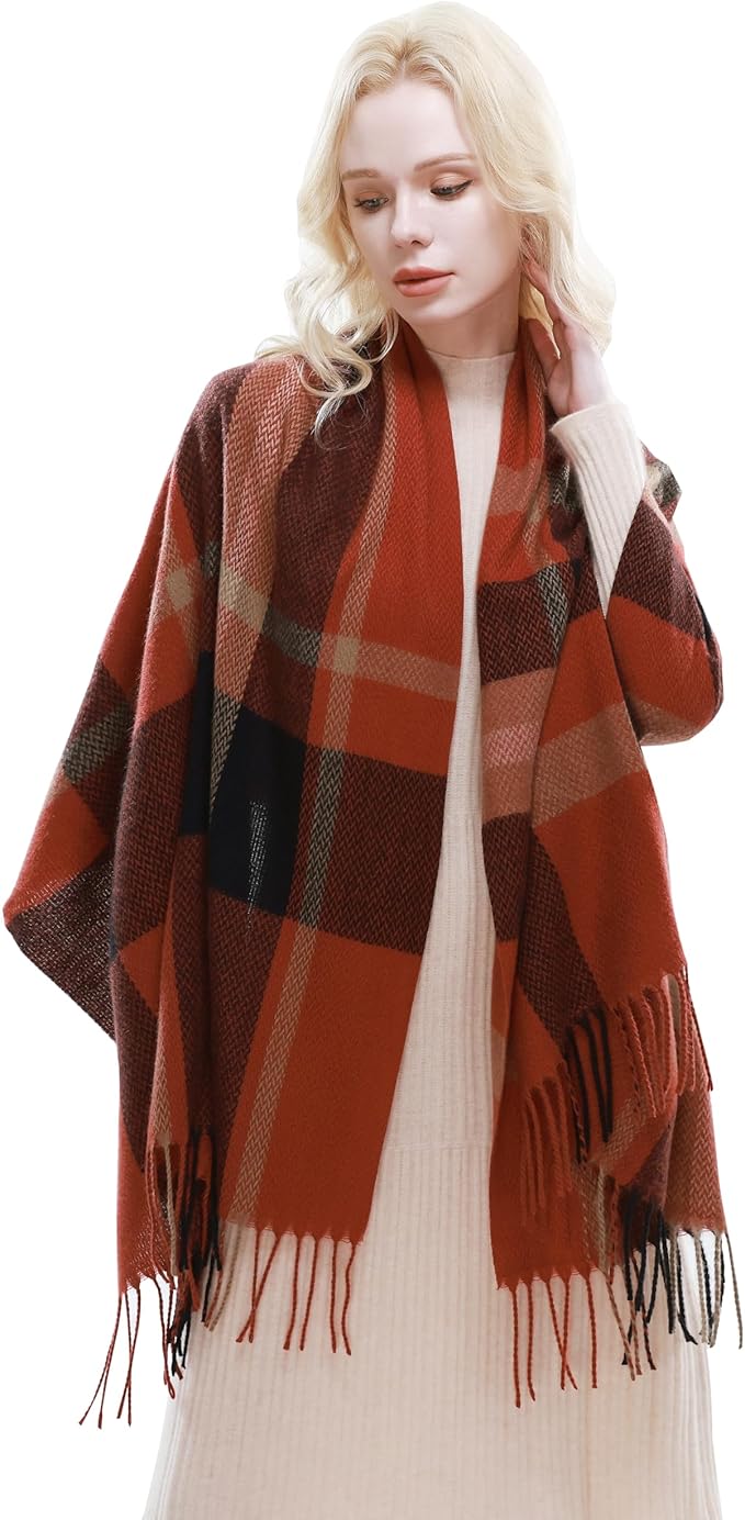 RIIQIICHY Plaid Scarf for Women Fall Winter Pashmina Scarves Wraps for Cold Weather Warm Large