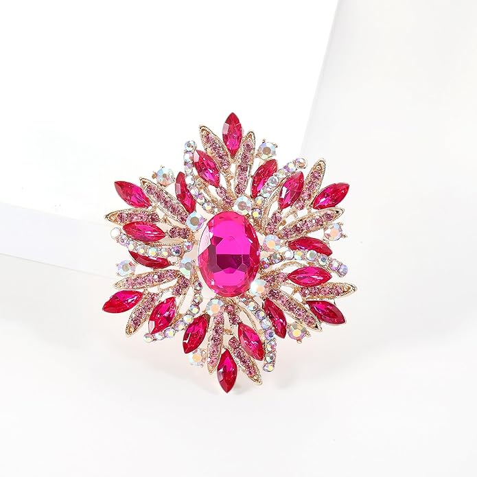 YOQUCOL Sunflower Shape Crystal Big Large Heavy Brooch Pin Rhinestone Scarf Decoration Corsage Cloth Pin for Women Girls