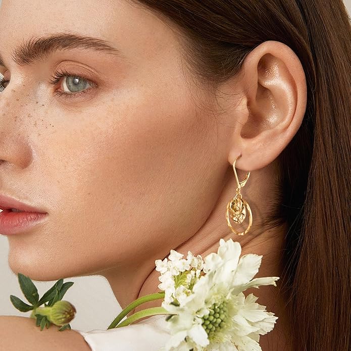 Sterling Silver Disc Leverback Earrings for Women Gold and Silver Circle Drop Dangle Earrings Jewelry Hypoallergenic Hammered Leverback Dangle Earrings for Gifts