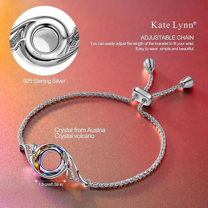 Kate Lynn ♥ Rise From the Ashes Phoenix Bracelet Made with Crystals from Austria, Adjustable Slider Bracelet for Women, Packaged with Jewelry Box, Birthday Gift for Women, Symbol of Luck and Renewal