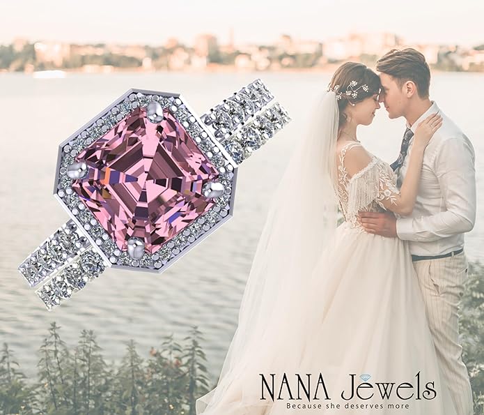 NANA Jewels Sterling Silver Engagement Rings for Women - Choose Simulated Morganite, Citrine, Aquamarine & More