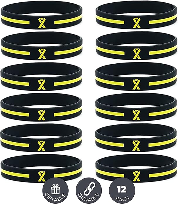Inkstone Awareness Ribbon Silicone Bracelets (12-pack) - Wholesale Pack of 1 Dozen Unisex Wristbands for Men Women - Cancer Survivor Hospital Gifts Party Favors Giveaways Goodie Bag Items
