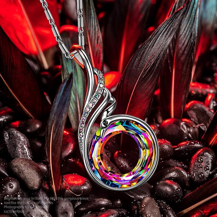 Kate Lynn "Rise From the Ashes Phoenix Necklace Made with Crystals from Austria, 18"+2" Necklace, Packaged with Jewelry Box, Birthday Gift for Women, Symbol of Luck and Renewal
