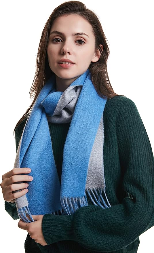 EURKEA 100% Cashmere 2025 Winter Scarf for Women Fringed Edges Warm & Soft Lightweight Solid/Plaid/Two-Tone Free Size