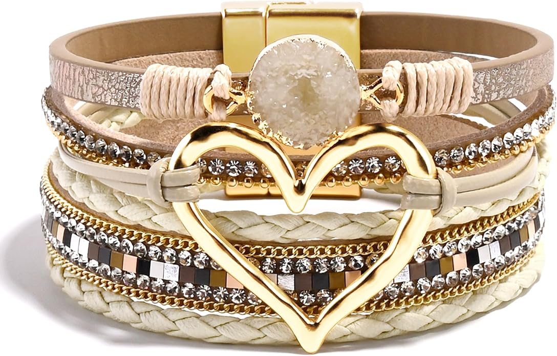 VIBILIA Boho Leather Wrap Bracelets for Women Multi-Layer Bracelets with Strong Clasp Jewelry for Women