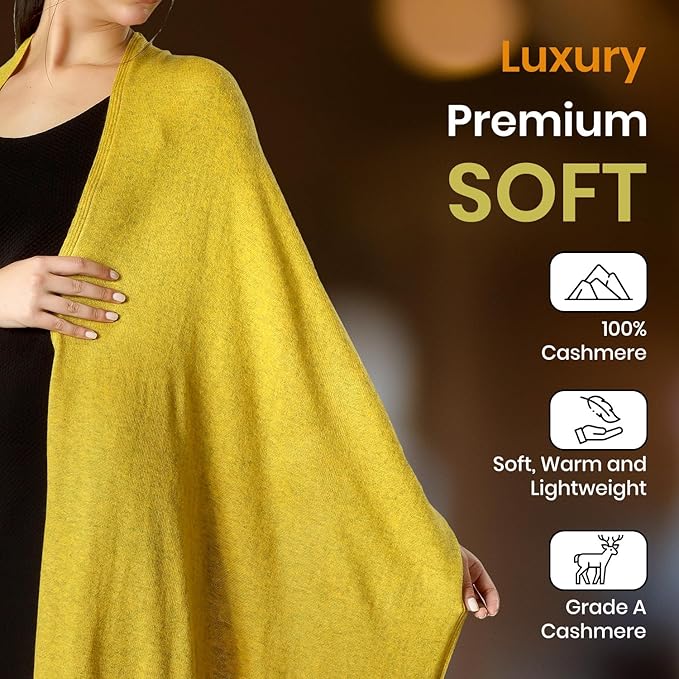 ROSERA Cashmere 100% Cashmere Knitted Wrap Pashmina Shawl Extra Large Scarf Stole for Women Travel