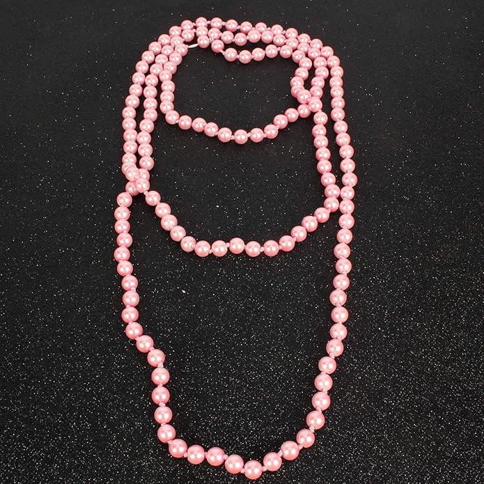 Fashion Faux Pearls Pendants 1920s Beads Cluster Long Pearl Necklace for Costume Party Jewelry 55"