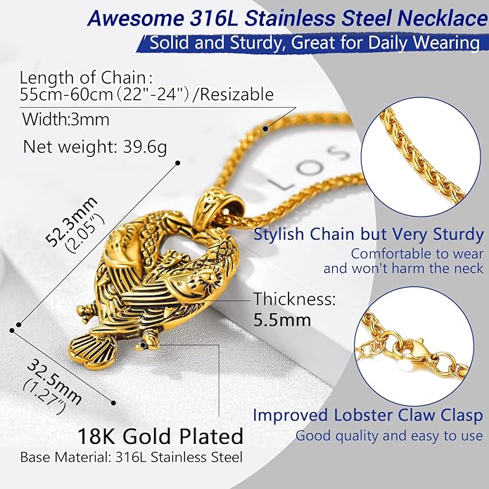 PROSTEEL Norse Viking Jewelry for Men Women, Vintage Thor Hammer/Thor Axe/Raven/Odin Necklace, 316L Stainless Steel Pendant Chain, Come with Box