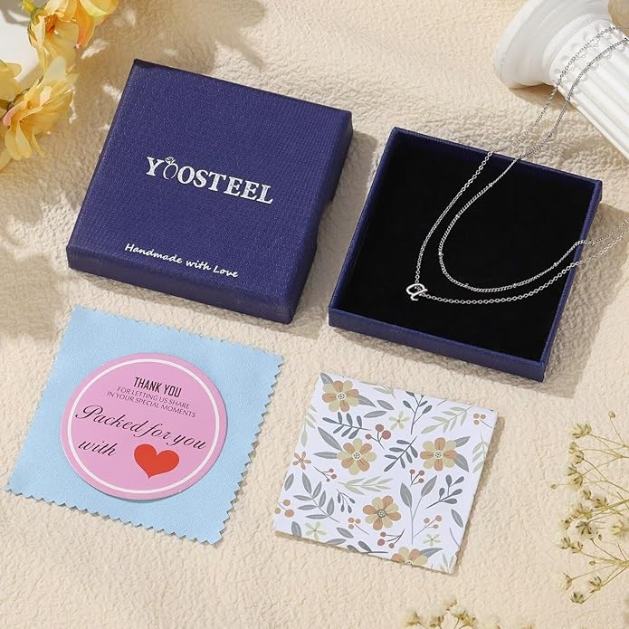 Yoosteel Layered Initial Necklaces for Women Teen Girls Trendy - Dainty Gold/Silver Letter A-Z Stack Initial Necklace Birthday Personalized Gifts for Women Jewelry