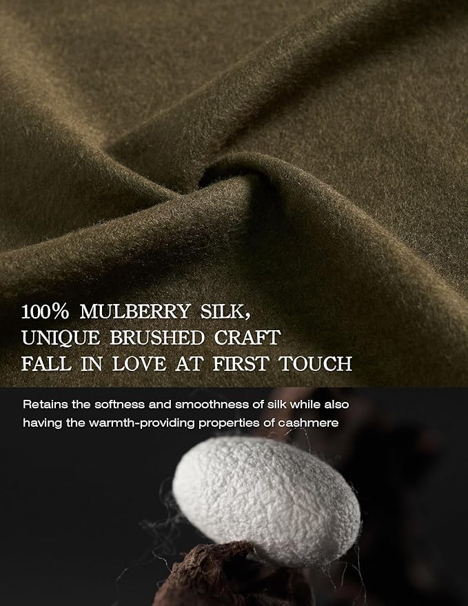 ZHE JIN Luxurious Silk Scarf for Women, Warm Soft Scarves Winter Gift for Her, 100% Brushed Mulberry Silk, Gentleman, 71"x12"