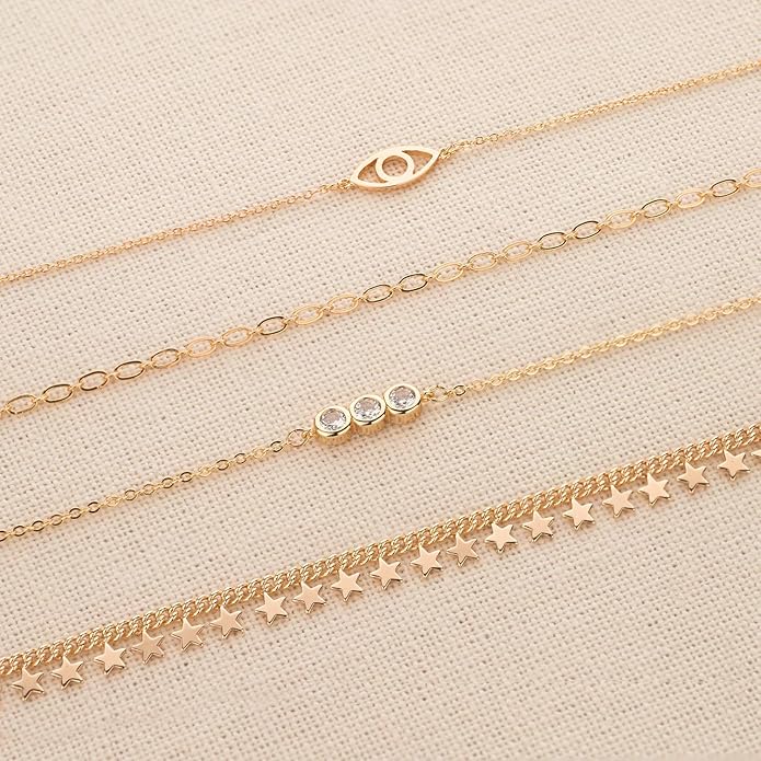 LOYATA Chain Bracelet Gold Link 14K Gold Plated Dainty Pearl Bracelet Simple Jewelry Gift for Women