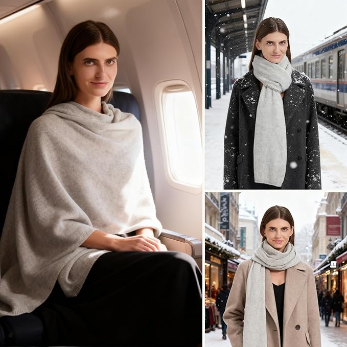 Erdenech Luxury Cashmere Wool Blend Wrap for Women, All-Season Travel Wrap Shawl, Extra Large Blanket Shawl Scarf Pashmina