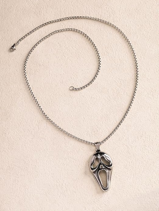 Sacina Ghost Pendant Necklace, Gothic Emo Punk Grunge Necklace, Goth Jewelry, Christmas Jewelry Gift for Women