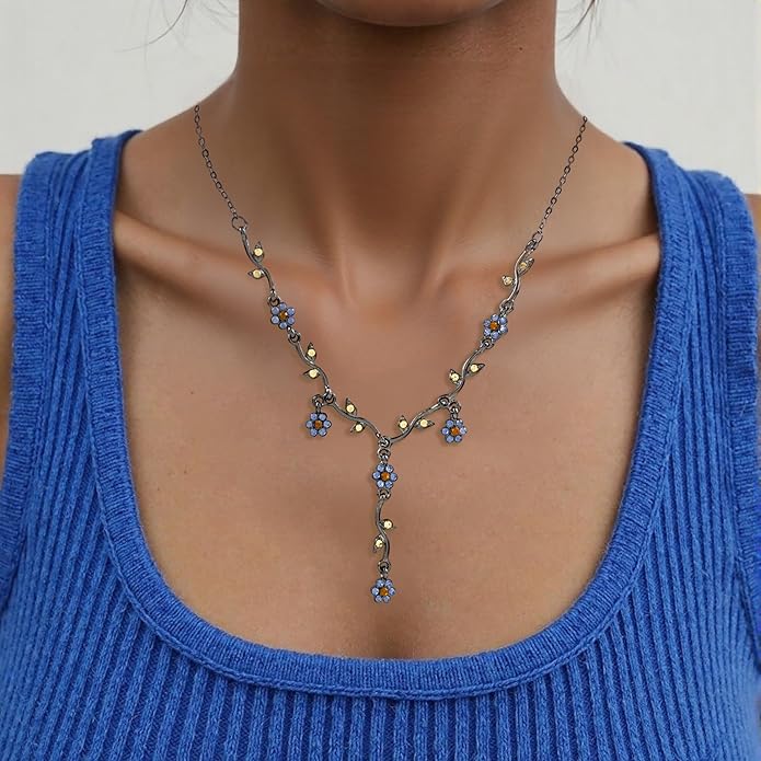 Irregular Y2k Long Y-shaped Necklace with Zircon Inlaid Sparkling Brick Tassel Pendant Double-Layer Chain High-end Fashion Accessory Women's
