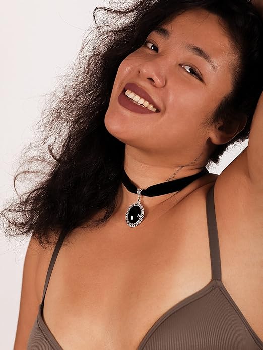 Sacina Black Velvet Victorian Choker, Black Choker, Goth Gothic Necklace, Vintage Necklace, Costume Jewelry, Halloween Christmas Jewelry Gift for Women