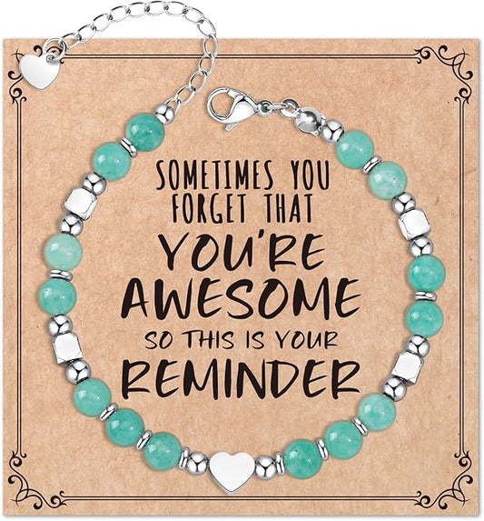 Desimtion Healing Natural Stone Bracelets for Women Girls, Sometimes You Forget You're Awesome -Christmas Gifts for Women Teen Girls, Best Friend Birthday Gifts for Women Friendship Bracelets