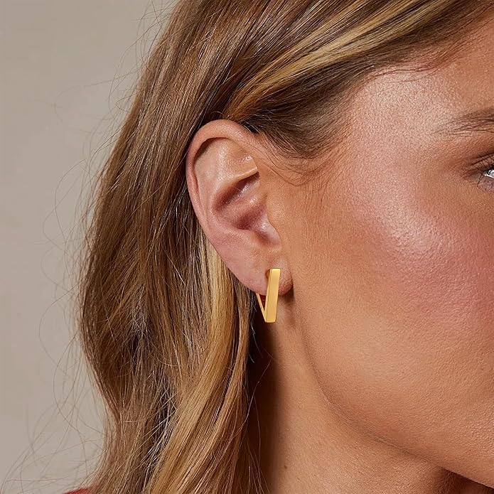 Gacimy Gold Huggie Hoop Earrings for Women 14k Gold Plated, Small Hoop Earrings for Women, 1/2 Inch Yellow Color Earrings for Women