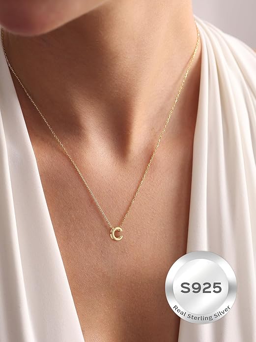 ChicSilver 925 Sterling Silver Initial Necklace for Women Dainty Letter Jewelry Personalized Gift