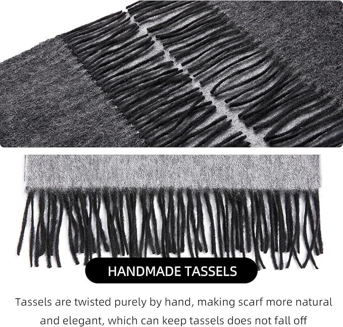 HOTDAY Cashmere Scarf - Winter Warmer With Double-sided Solid Color, Water Wave Pattern