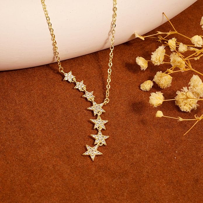 Lariat Necklace for Women, Dainty 14K Gold/Silver Plated Long Necklaces for Women Trendy Simple Layered Y-Shaped Drop Pendant Necklace Adjustable Gold Jewelry Gifts For Her Christmas Stocking Stuffer