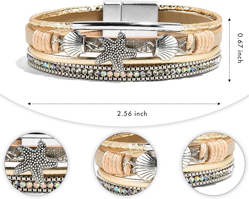 VIBILIA Boho Leather Wrap Bracelets for Women Multi-Layer Bracelets with Strong Clasp Jewelry for Women