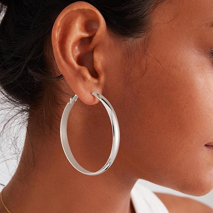 Gacimy 14K Gold Plated Hoop Earrings for Women, 14k Real Gold Plated with 925 Sterling Silver Post, Hypoallergenic Lightweight Thick Hoops Earrings for Women Trendy