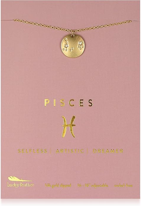 Lucky Feather Zodiac necklaces for women | Scorpio 14K Gold-Plated Astrology Pendant for Girls | Horoscope Sign Zodiac gift | Great Christmas Stocking Stuffer | Trendy Birthday Jewelry Gift | 16” - 18”