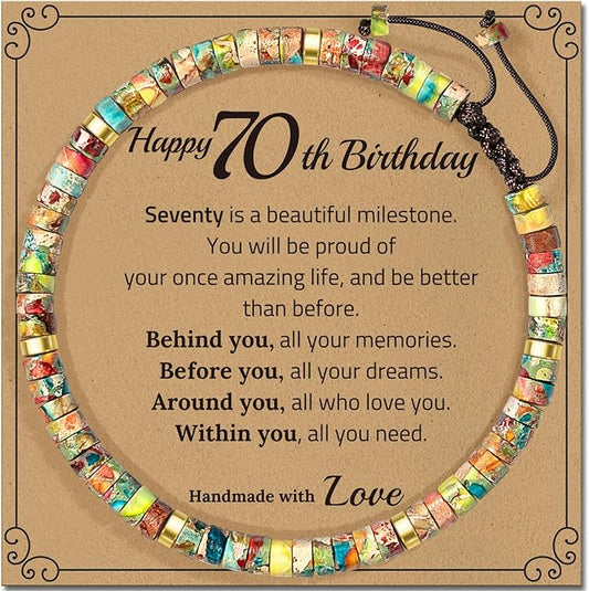 30th 40th 50th 60th 70th 80th Birthday Gifts for Women, Natural Stone Bracelet Birthday Gifts for Mom Daughter Grandma Sister Friends Coworker