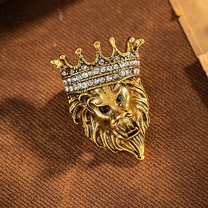 HETICA Vintage Animal Dragon Skull Wolf Crown Lion Brooch for Men Women Suit Tie Dress Lapel Pin Fashion Jewelry