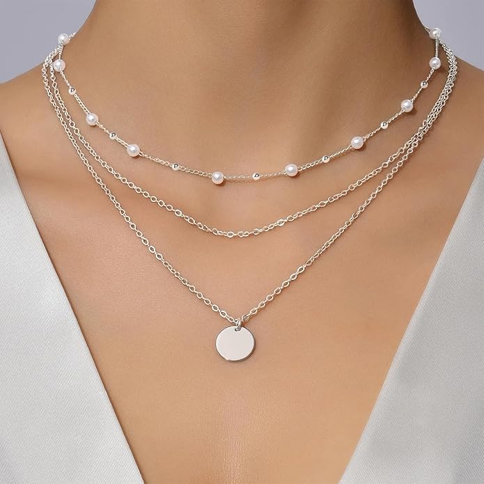 SmileBelle Pearl Necklaces for Women, Daisy Pearl Choker as Y Shaped Pearls Jewelry Gold Heart Necklace for Anniversary Birthday Gifts White Baroque Necklace as Wedding Jewelry