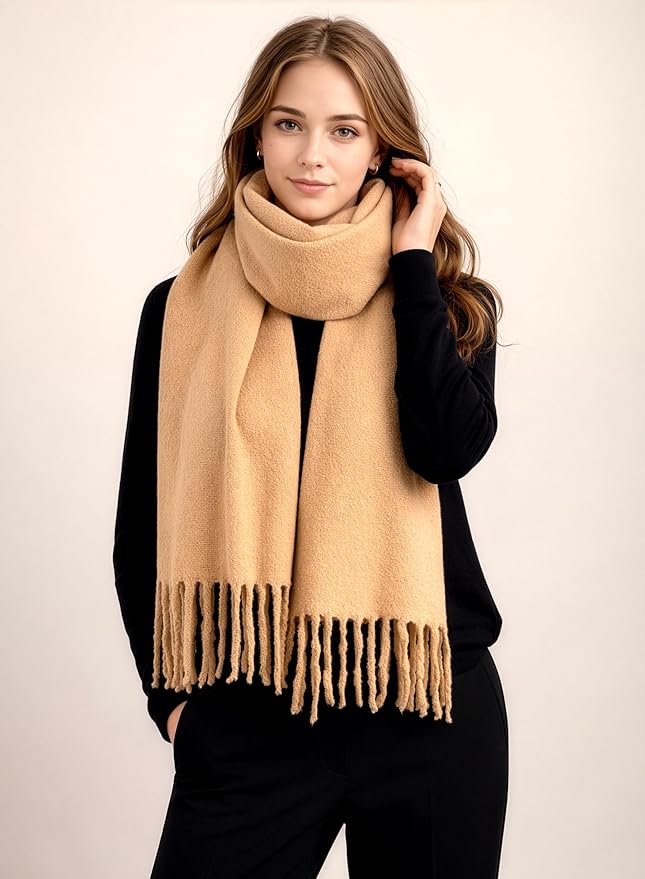 Achillea Warm Cashmere-Feel Winter Scarf – Thick Pashmina Shawl Wrap for Cold Weather