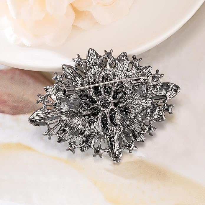 HAISWET Vintage Art Deco Crystal Rhinestone Brooch Pin for Women