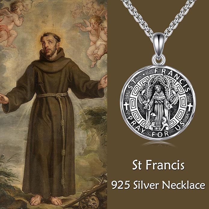 YFN Patron Saint Necklace Sterling Silver Amulet Medal Pendant Religious Protector Jewelry Gifts for Women Men