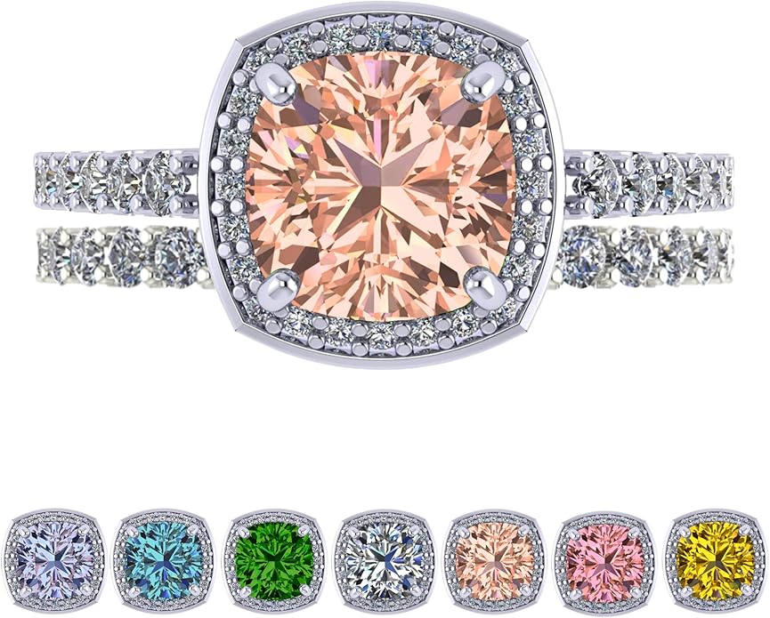 NANA Jewels Sterling Silver Engagement Rings for Women - Choose Simulated Morganite, Citrine, Aquamarine & More