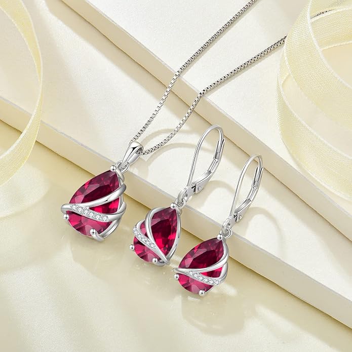 Birthstone Dangle Drop Earrings for Women 925 Sterling Silver Teardrop Leverback Earrings Jewelry Gifts for Wife Mother Her