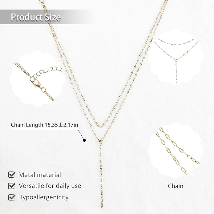 Irregular Y2k Long Y-shaped Necklace with Zircon Inlaid Sparkling Brick Tassel Pendant Double-Layer Chain High-end Fashion Accessory Women's