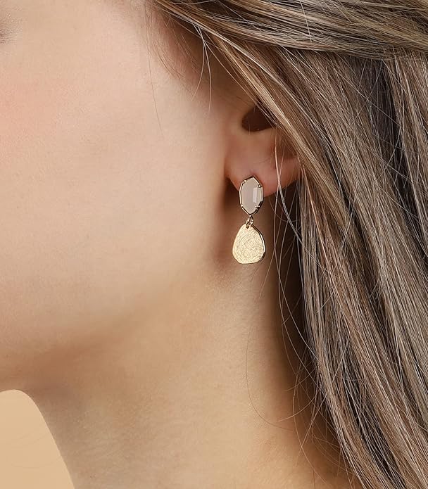 OZEL – Crystal Earrings for Women Dangle – 14K Gold Plated Lightweight Daily Fashion Earrings