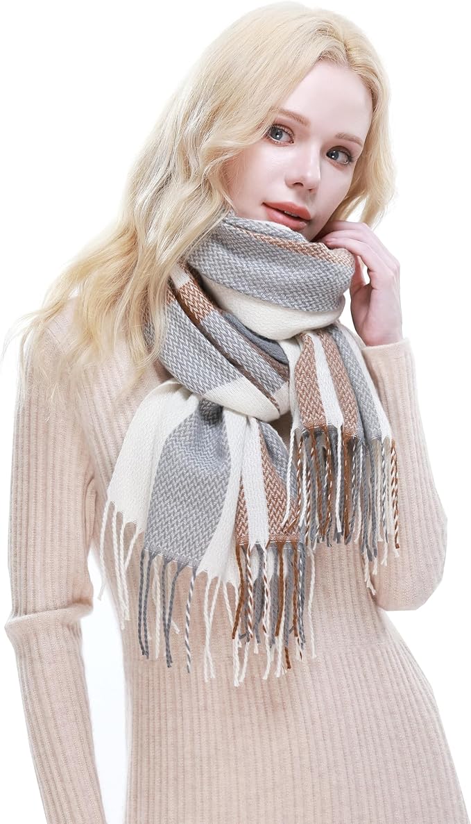 RIIQIICHY Plaid Scarf for Women Fall Winter Pashmina Scarves Wraps for Cold Weather Warm Large