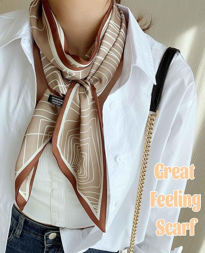 kcctoo 59" Mulberry Silk Like Head Scarf Women's Fashion Square Neck Satin Scarfs for Bag Hair Scarves Gift 59 * 5.9”