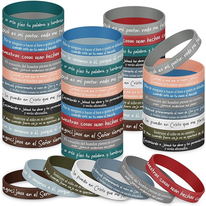 Ecation Bible Verses Bracelets Bulk Scripture Silicone Wristbands Inspirational Motivational Quote Rubber Wristbands Christian Bracelets for Easter Carnival Party Favors
