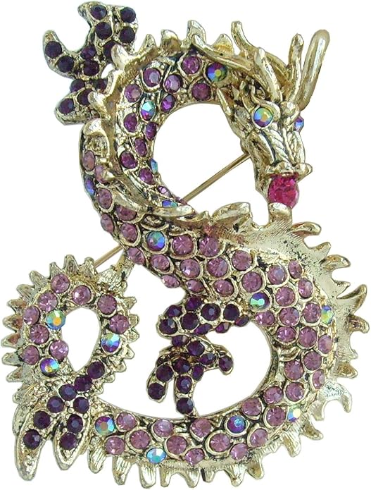 Art Style 2.36" Dragon Brooch Pin Pendant Austrian Crystal BZ2980