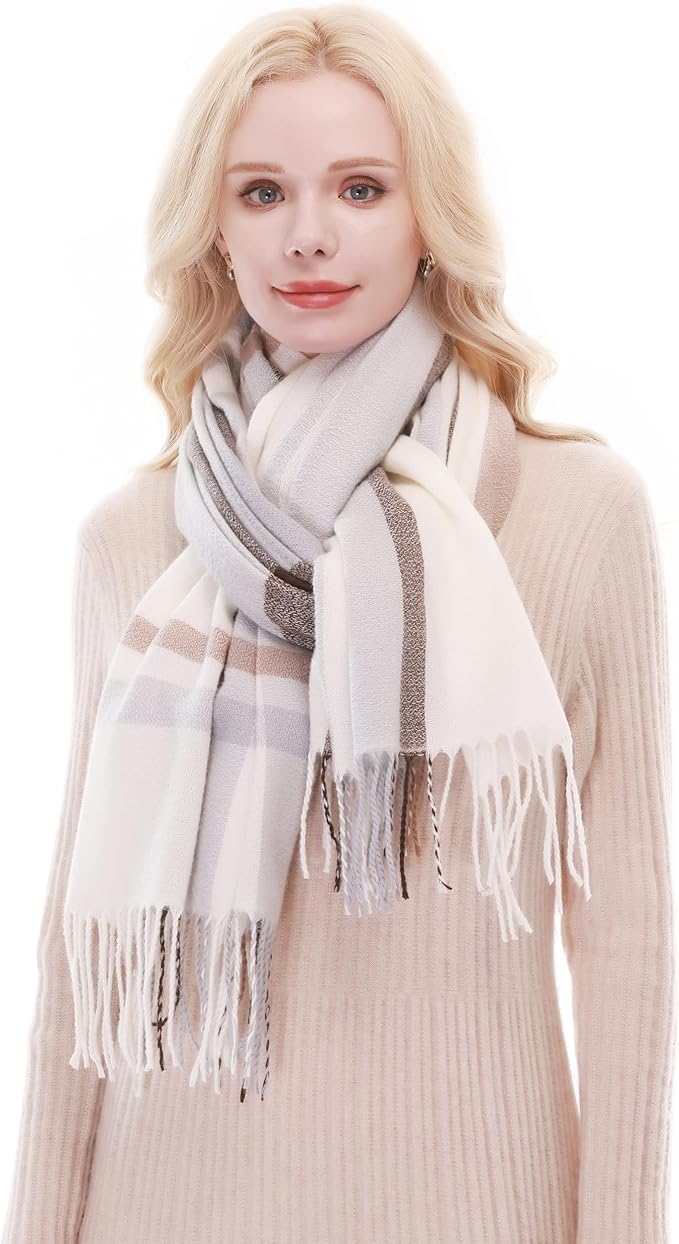 RIIQIICHY Plaid Scarf for Women Fall Winter Pashmina Scarves Wraps for Cold Weather Warm Large