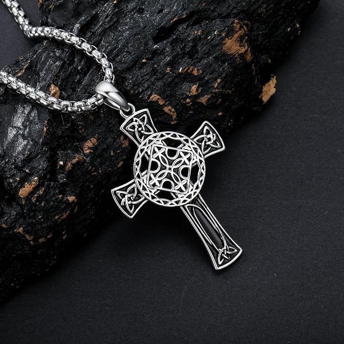 Cross Necklace for Men 925 Sterling Silver Celtic Cross Pendant Christian Jewelry Religious Christmas Gifts for Women