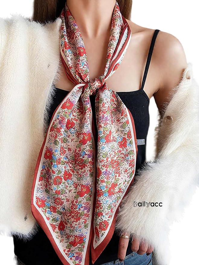 Dailyacc Hair Scarf for Women Fashion Silky Satin Headscarf Wrap Breathable Lightweight Neck Scarves For Handbag