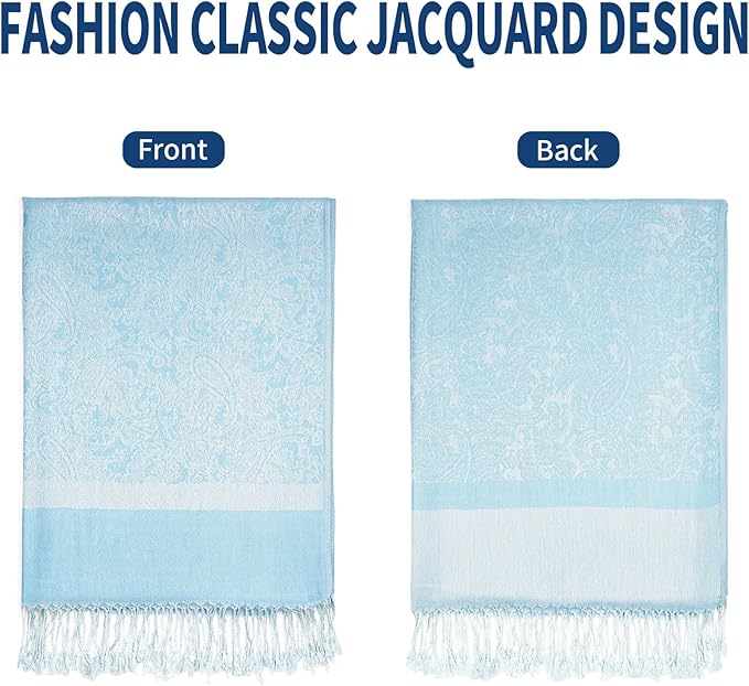 QIUTIMIY Paisley Pashmina Shawl Wrap Women Reversible Vintage Jacquard Pashmina Rave Scarf with Fringe for Evening, Wedding
